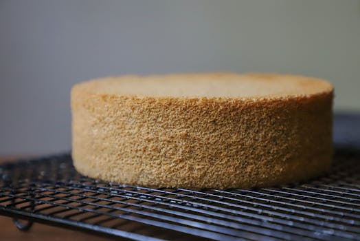 A plain sponge cake cooling on a wire rack, ready for decoration or serving.